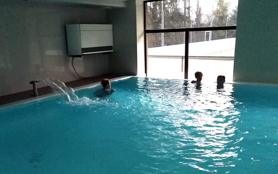 Relax in the pool after hard work